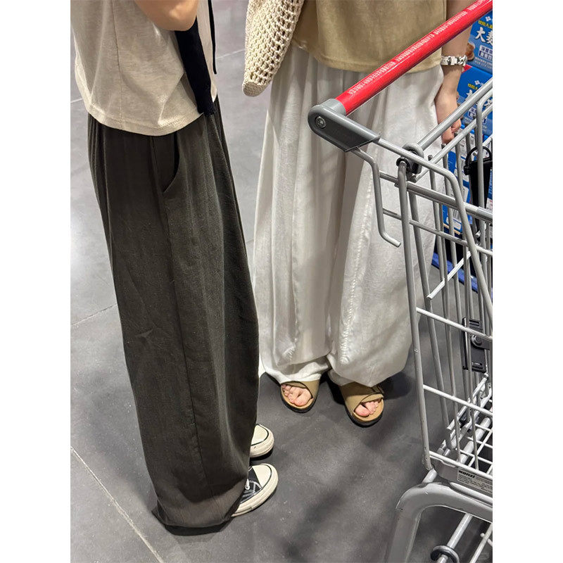 天丝亚麻阔腿裤女夏薄款2026新款防晒透气高腰宽松凉凉休闲阔腿裤