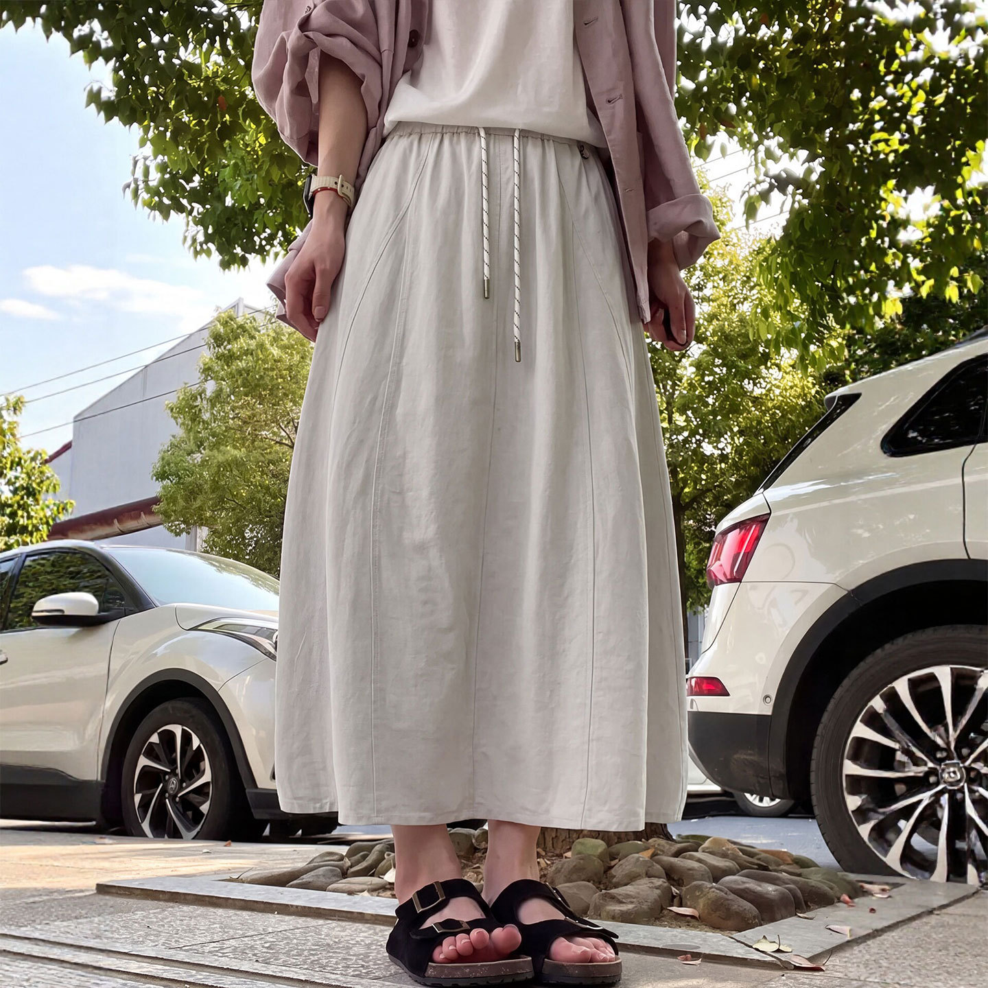 南瓜裙半身裙女夏季2026新款胖mm大码显瘦高腰垂感a字裙工装半裙