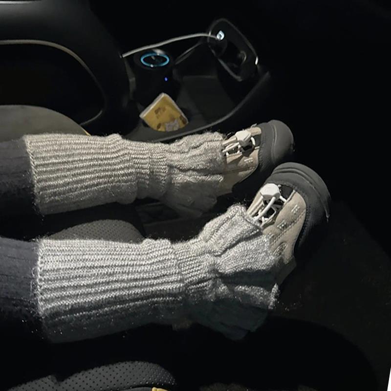 女童针织袜套2024春秋款女宝宝时髦中筒保暖小腿袜宝宝喇叭堆堆袜