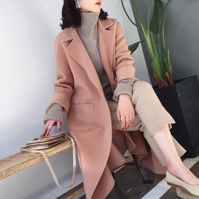 双面羊绒大衣女2024年流行冬季新款中长款韩版过膝高级感毛呢外套