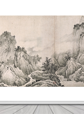 江山万里图沙发背景墙宋代美学自粘贴画风景书房壁画纸客厅装饰画