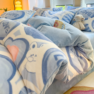 牛奶绒被套单件秋冬季加绒150x200x230珊瑚绒被单法兰绒单人被罩3