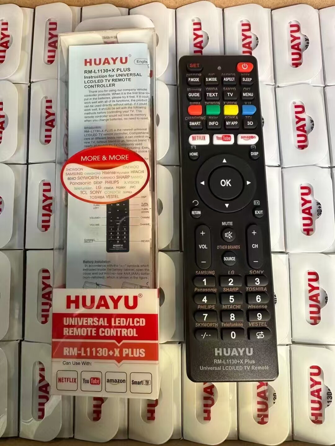 HUAYU原装华宇电视机遥控器 英文外贸出口 RM-L1130+X PLUS