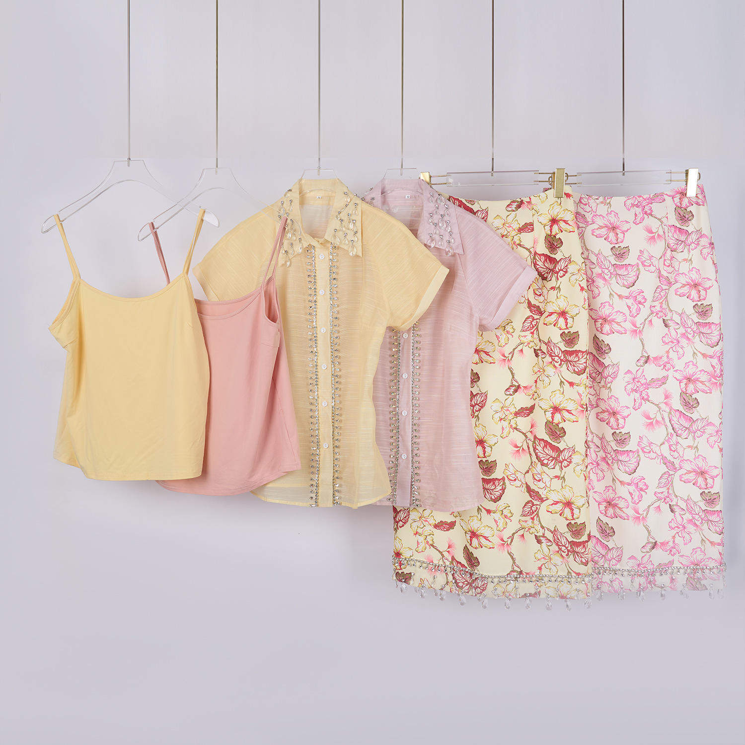 大量现货澳洲设计感粉色印花重工水钻修身衬衫+半身裙+吊带套装,女装/女士精品,常规大码外套,淘宝优惠券,粉丝福利购,淘宝优惠卷