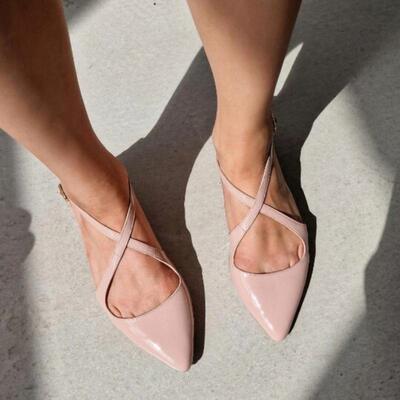 新款货源欧美时装单鞋 尖头绑带搭扣低跟平底鞋大码女鞋flats