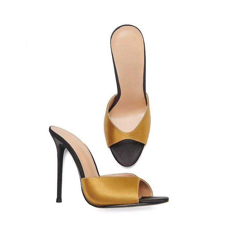 2024欧美时装凉鞋 拼色细跟大码女鞋外贸women sandals圆头