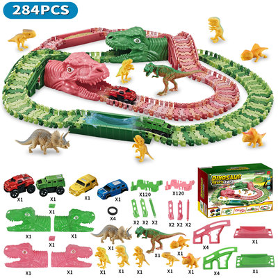 可变换车型恐龙轨道车电动赛车