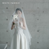 纯手工 WHITE 优雅婚礼新娘 珍珠头纱 复古旅拍 FANGLE 轻颂