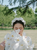 WHITE 缎面复古发饰头纱新娘婚礼领证气质旅拍个性 FANGLE 夏至