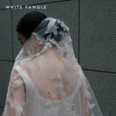 WHITE 简约礼物 短头纱婚礼新娘领证旅拍气质个性 FANGLE 望秋