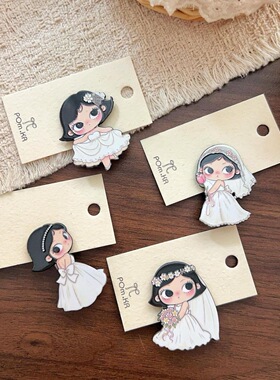 韩系新款甜美yu yu婚纱发夹卡通可爱少女鸭嘴碎发侧边刘海夹子