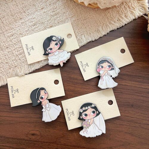 韩系新款甜美yu yu婚纱发夹卡通可爱少女鸭嘴碎发侧边刘海夹子