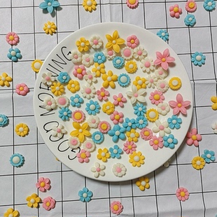 手工立体小花巧克力蛋糕烘焙装饰小花插片菊花樱花梅花可食用摆件