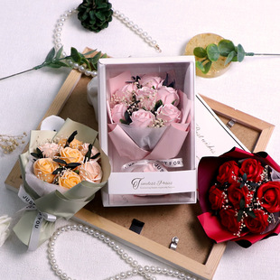 香皂花礼物浪漫仿真花束玫瑰花束送女朋友生日情人节礼物现货