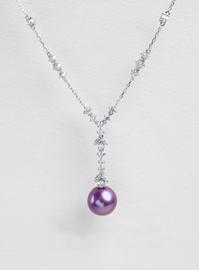 竺玥·紫韵天然淡水爱迪生紫色珍珠项链精工S925纯银轻奢小众高级