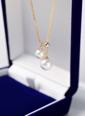 竺玥·樱桃 天然淡水珍珠双珠Y字锁骨链项链可抽拉小众设计高级感