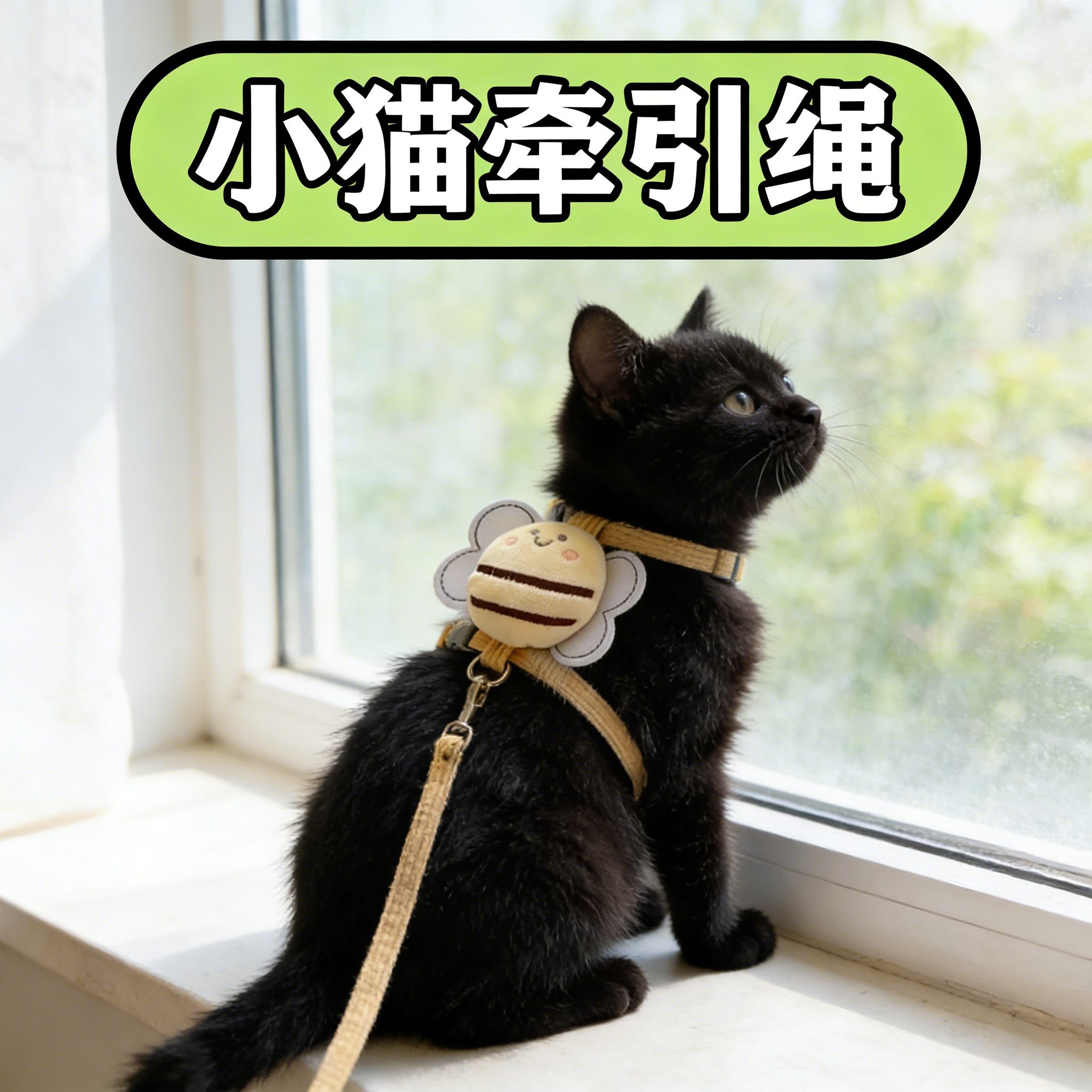 猫咪牵引绳幼猫超小号小奶猫遛猫绳工字型防挣脱专用链子背带溜猫