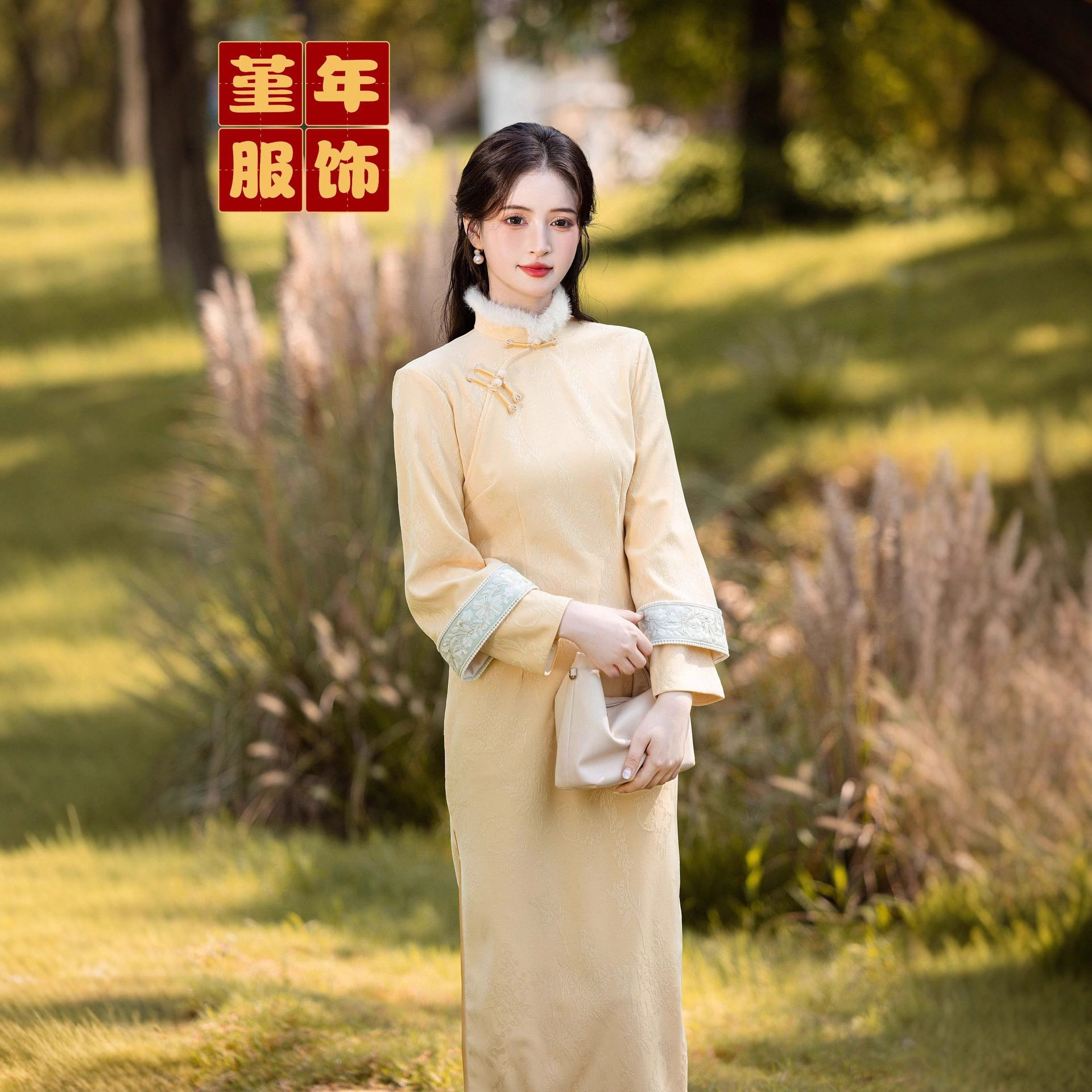 苏州旗袍秋冬绣花加绒加厚旗袍女