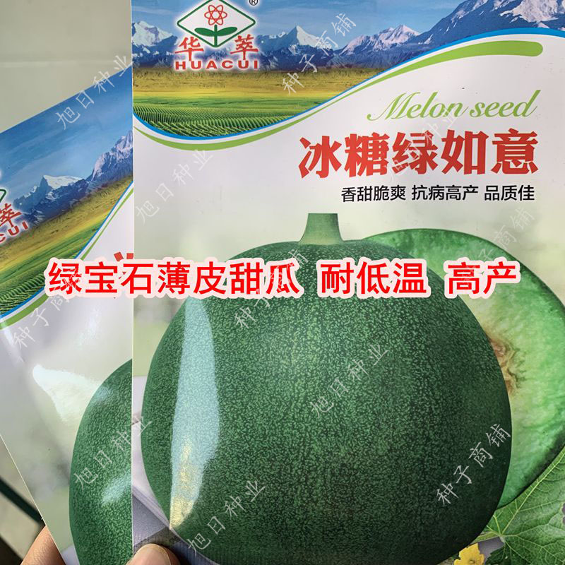 高品质甜瓜种籽孑华萃冰糖绿如意绿宝石品种青皮绿肉大田香瓜种子