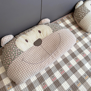 可爱小熊儿童荞麦枕头单人全棉舒适护颈椎6岁以上四季通用可拆洗