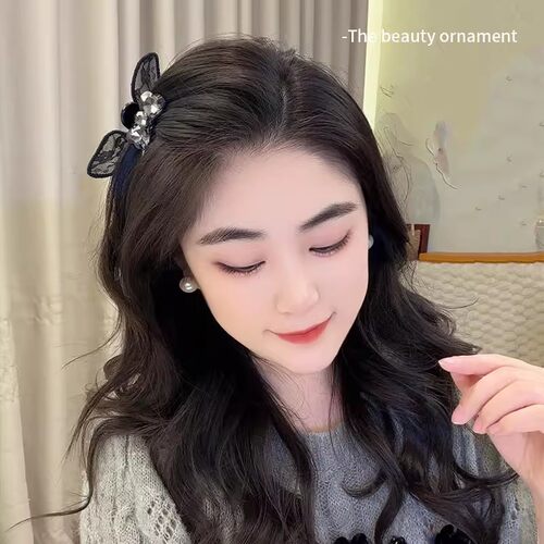 超甜蕾丝兔耳朵蝴蝶结小抓夹前额刘海侧边夹公主头发卡子ins头饰