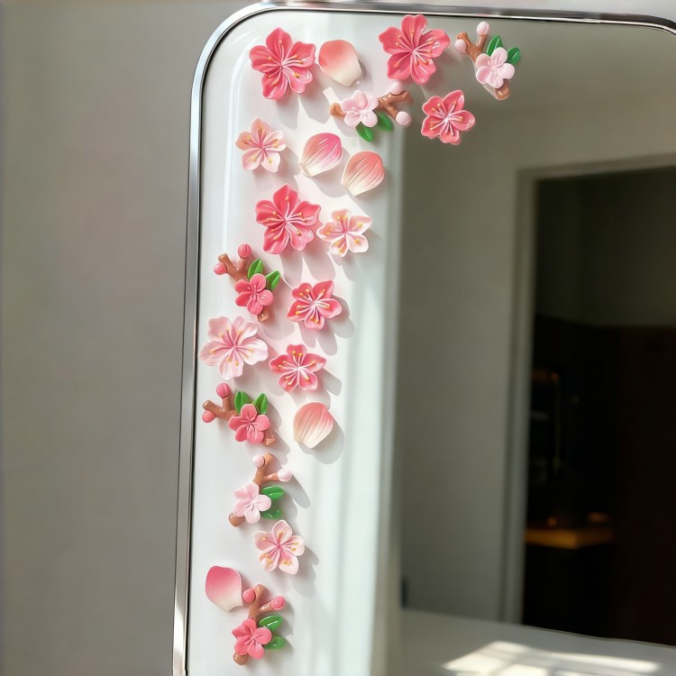 【浪漫桃花】镜子边缘装饰高级感车贴后视镜改造遮挡划痕墙面遮丑
