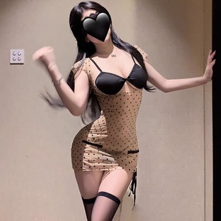 超好看蕾丝吊带睡裙性感纯欲法式 高级感约会睡衣 波点包臀裙女款