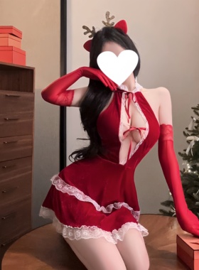 圣诞战袍纯欲情侣约会大尺度禁欲系女士吊带睡裙红色性感趣味睡衣
