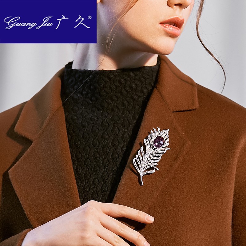 广久A2胸针女配饰 施华水晶胸花 韩国大气简约优雅大衣外套别针