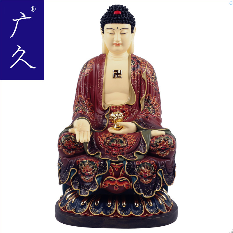 广久台湾纯铜彩绘西方三圣阿弥陀佛佛像观音佛像家用开光大势至菩