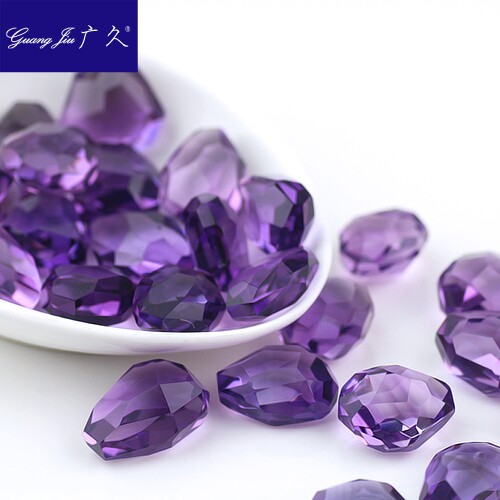 广久天然乌拉圭紫水晶刻面吊坠紫晶裸石不规则锁骨链简约项链女士