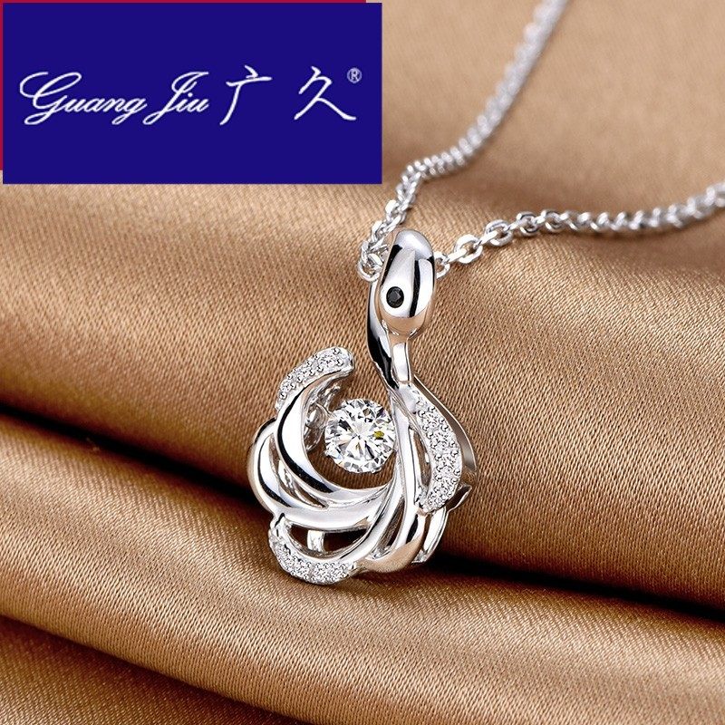 广久A1925银小天鹅吊坠项链女锁骨链简约百搭生日送女友吊坠0614