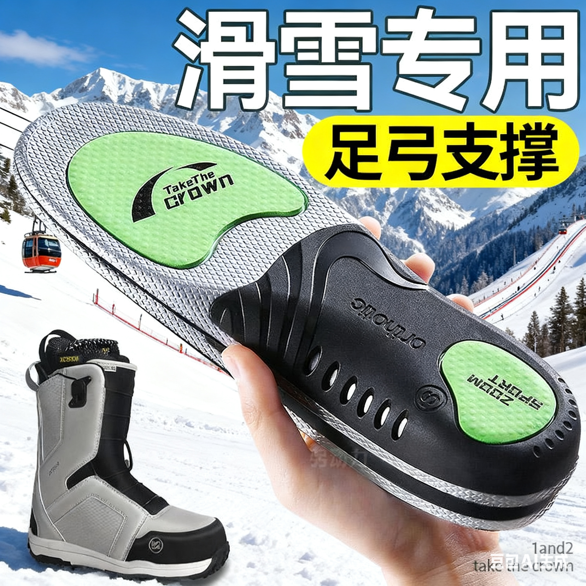 单板雪鞋鞋垫滑雪专用足弓支撑