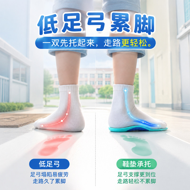 儿童专用鞋垫足弓支撑低足弓防痛