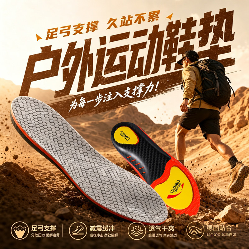 户外徒步鞋垫足弓支撑男运动减震