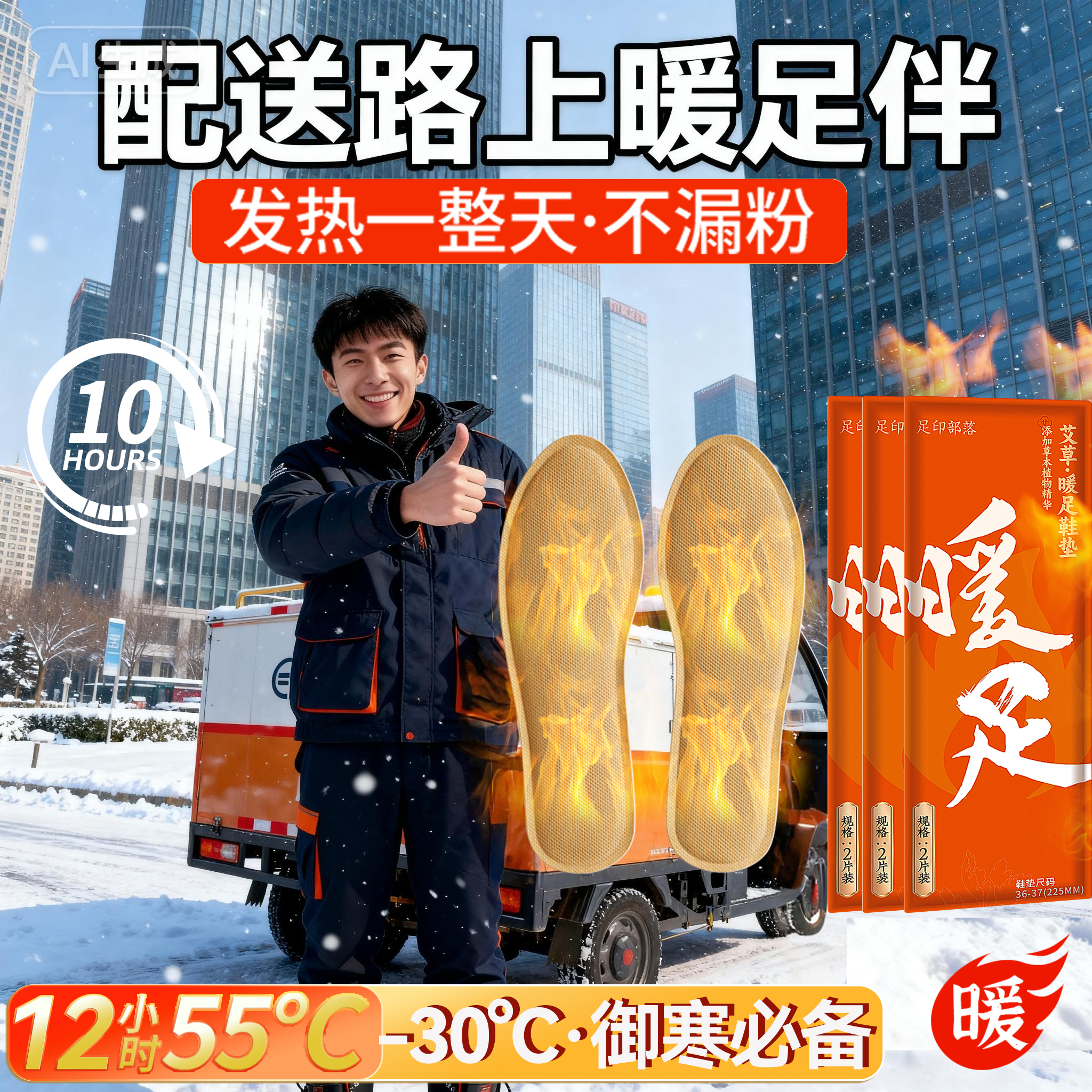 足印部落暖足贴加热鞋垫男女款冬