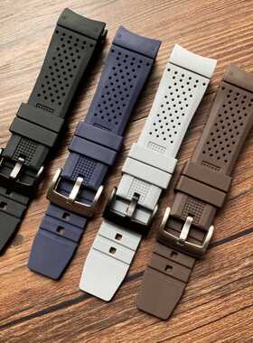 代用泰格豪雅硅胶手表带卡莱拉22mm透气孔针扣橡胶表链黑蓝棕灰色