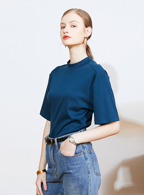 Carolingian小众设计高端成衣T 高密丝光匹马棉重工T恤女