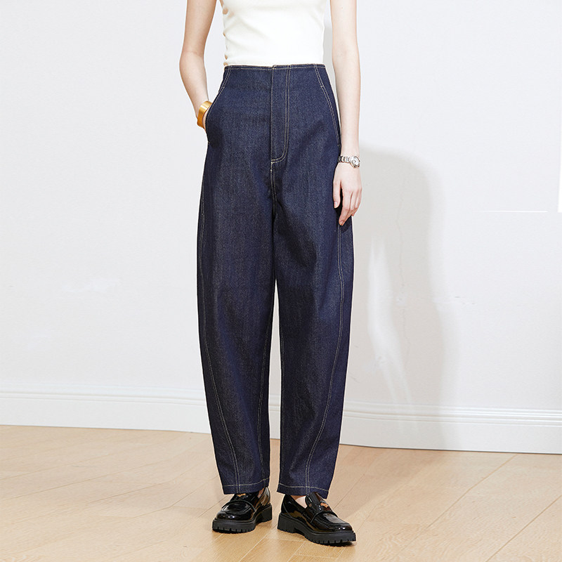 Carolingian松弛气质！复古立裁切割弧形量感9分裤原浆牛仔裤