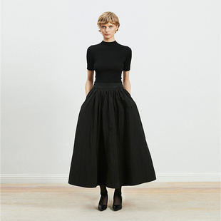 Carolingian经典 重工立体收褶A字大摆伞裙高腰气质半身裙 ROW风