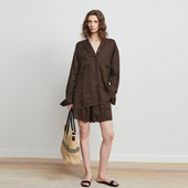 短裤 Carolingian松弛感套装 重磅亲肤亚麻Row风廓形防晒衬衫