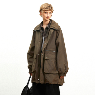Carolingian经典 重工VISCOSE 锦纶工装 保暖风衣夹棉外套 巴恩风