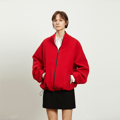 Carolingian时髦松弛！柔糯细绒VISCOSE+棉宽松廓形保暖抽绳外套