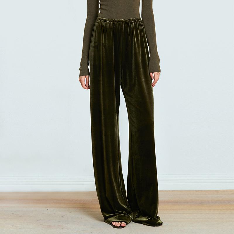 極简松弛B入韩国丝绒阔腿裤