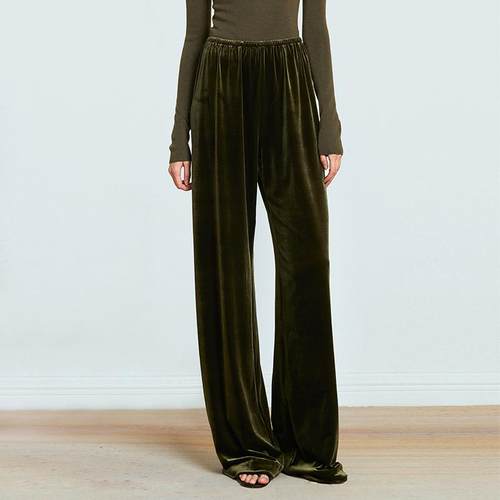 極简松弛B入韩国丝绒阔腿裤