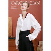 高端丝棉精纺白衬衫 Carolingian法式 小众 女V领成衣刚需衬衣