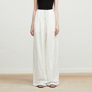 VISCOSE抽绳宽松慵懒直筒休闲裤 亲肤亚麻 Carolingian松弛ROW风