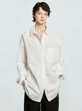 Carolingian松弛B入！定织醋酸混纺廓形长袖衬衫 欧版纸片人衬衣