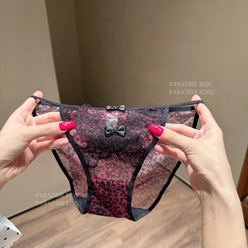 预谋邂逅~性感御姐细带豹纹蕾丝内裤女低腰纯欲蝴蝶结三角裤女生