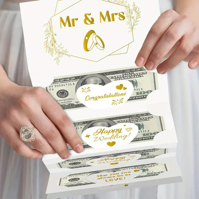 外贸原创现货婚礼烫金婚礼祝福钱夹创意红包礼物 cash holders